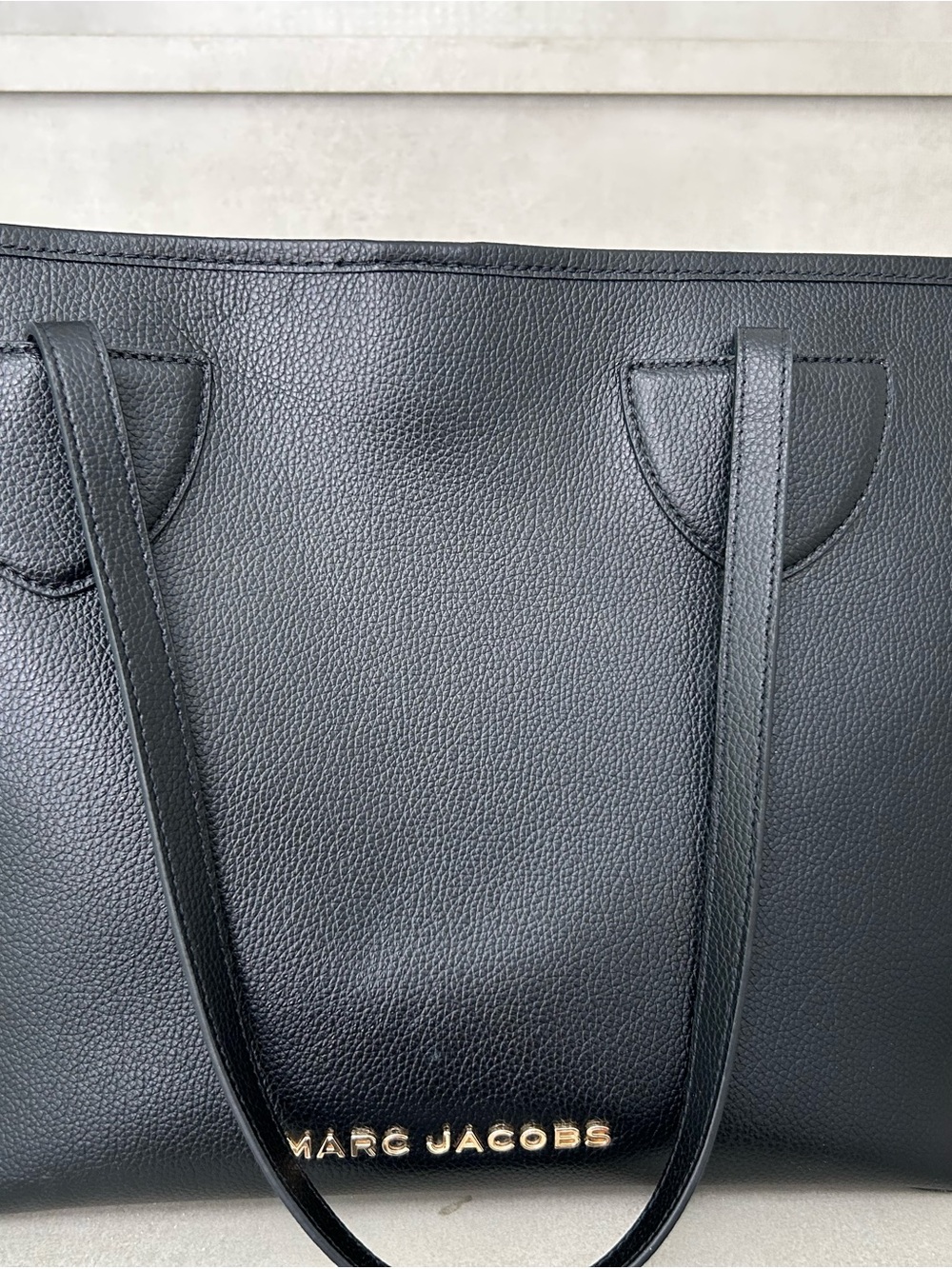 Marc Jacobs Black Pebbled Leather Everyday Tote with Gold Logo